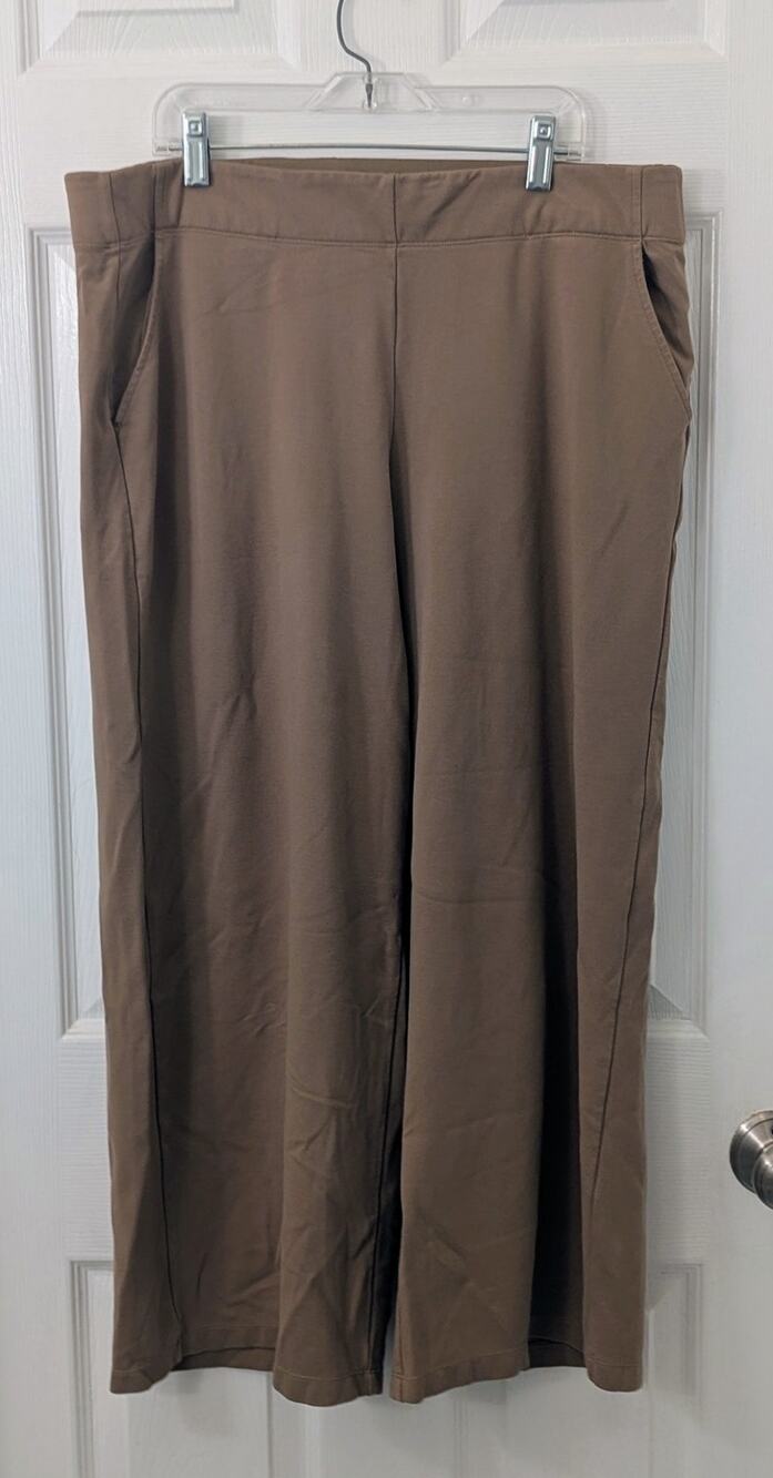 Max Studio London Brown Wide Leg Pants – Size XL – Stretchy Comfort w/ Pockets